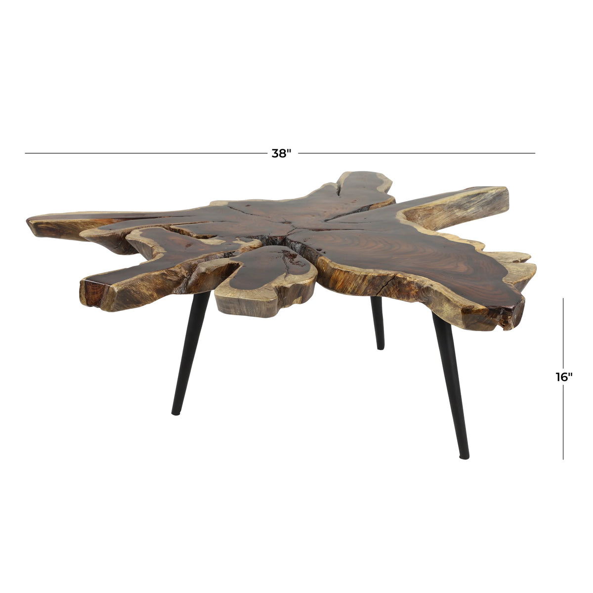 Brown Wood Coffee Table with Black Metal Tripod Legs N976723