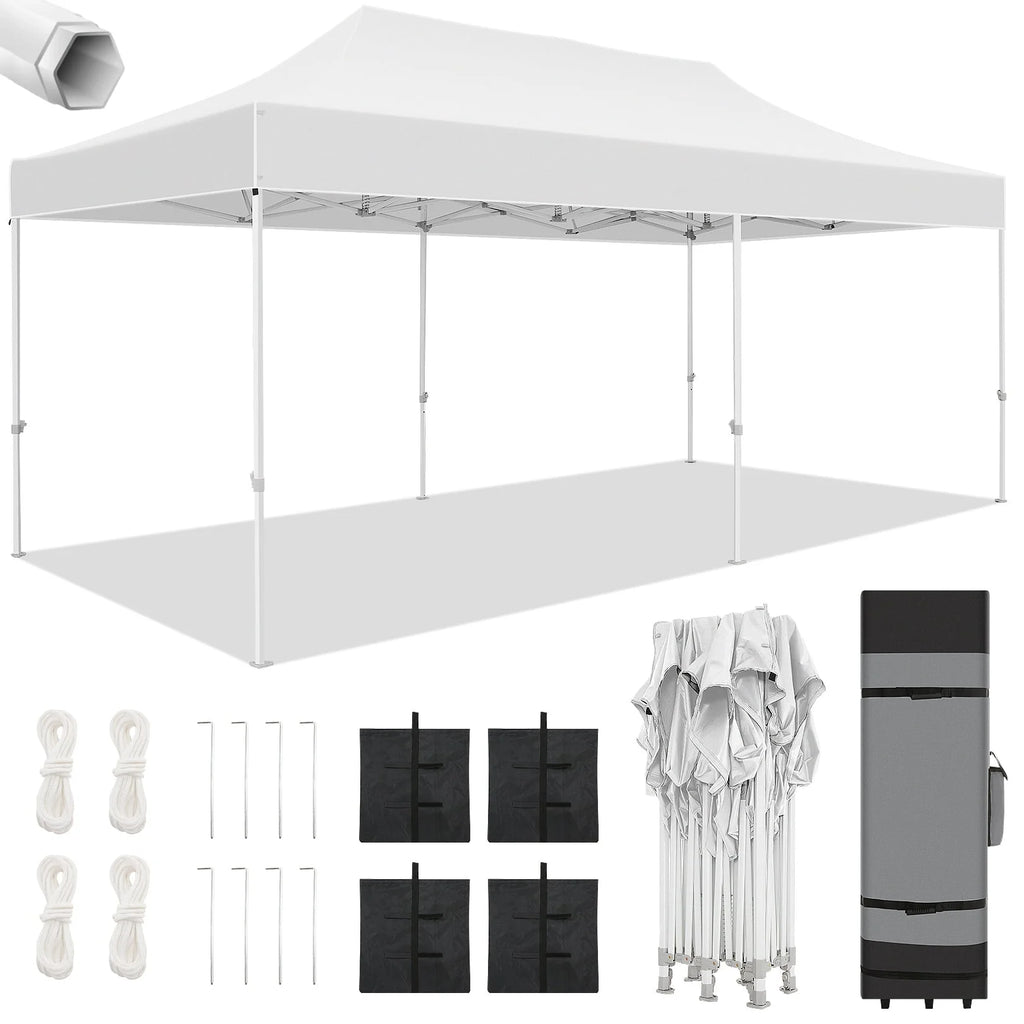 White 10'x20' Waterproof Pop Up Canopy Tent M846960