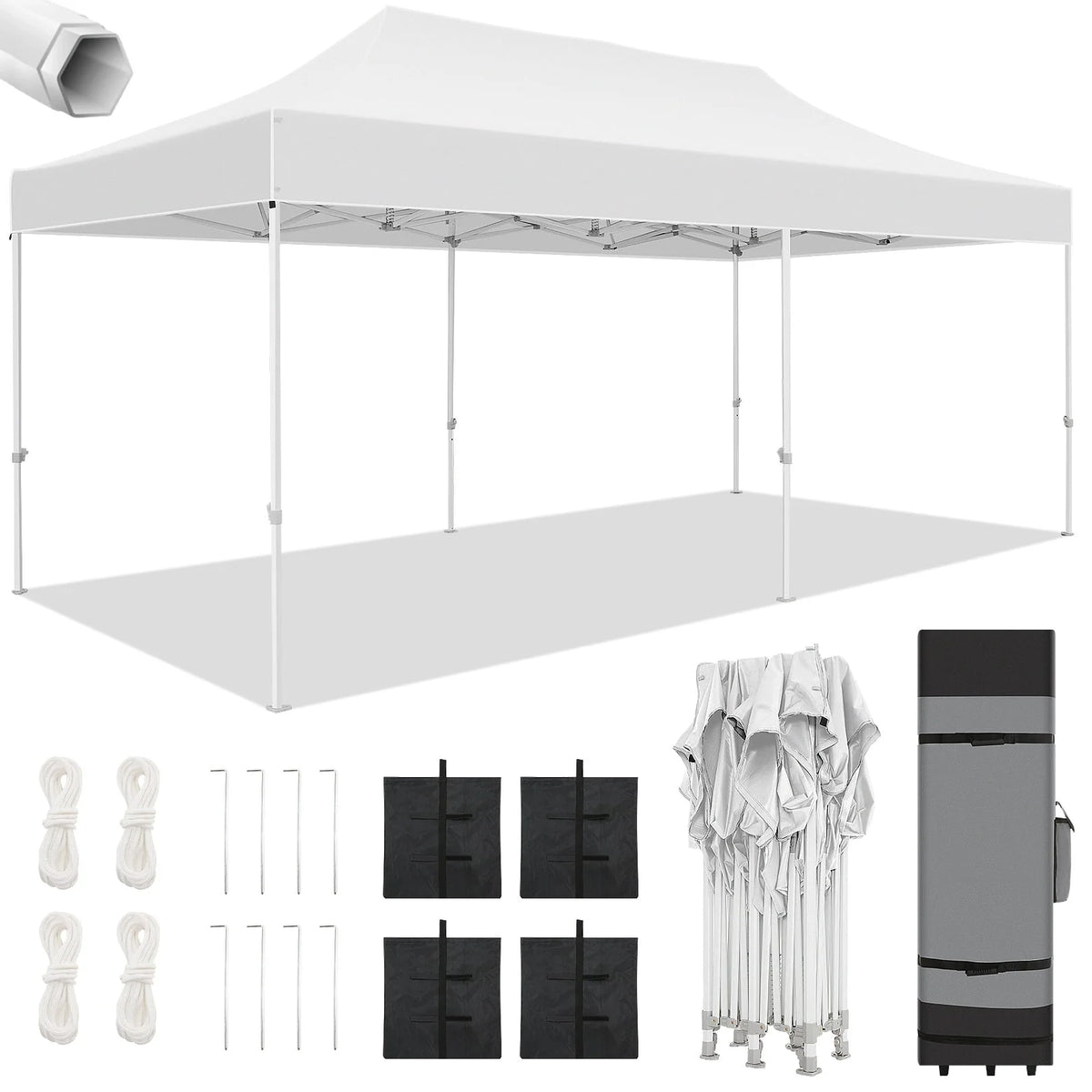 White 10'x20' Waterproof Pop Up Canopy Tent M846960