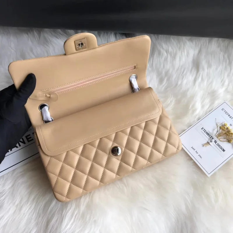 Apricot Medium Lambskin Leather Flap Bag U276