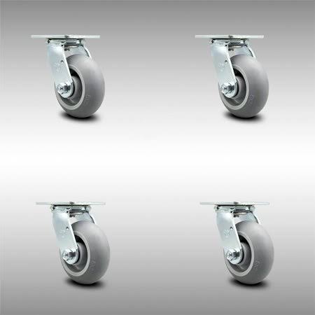 Thermoplastic Rubber Swivel Caster Set of 4 with Bolt on Locks A81336