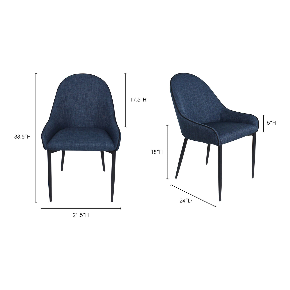 Dark Blue Dining Chair Set of 2 D958