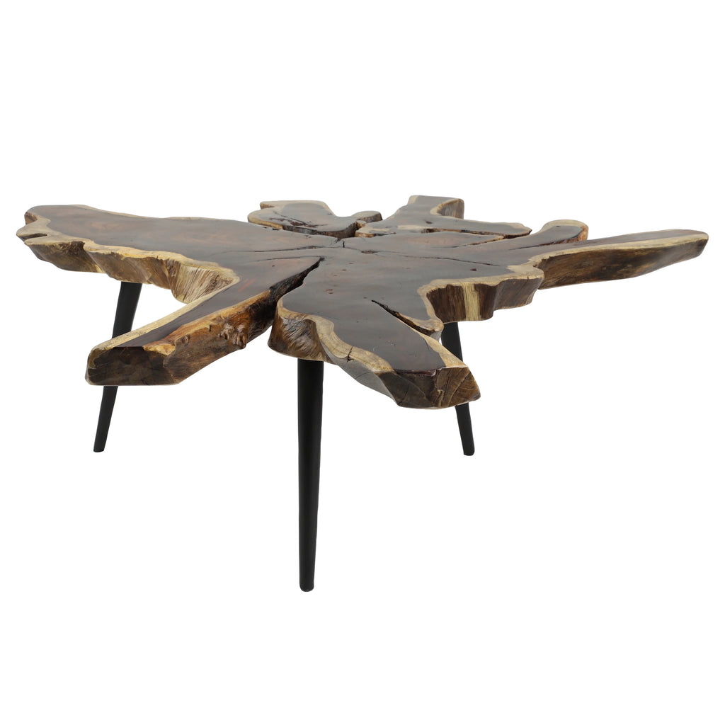 Brown Wood Coffee Table with Black Metal Tripod Legs N976723