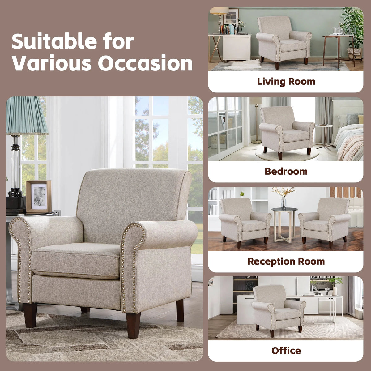 Beige Fabric Accent Chair Z122
