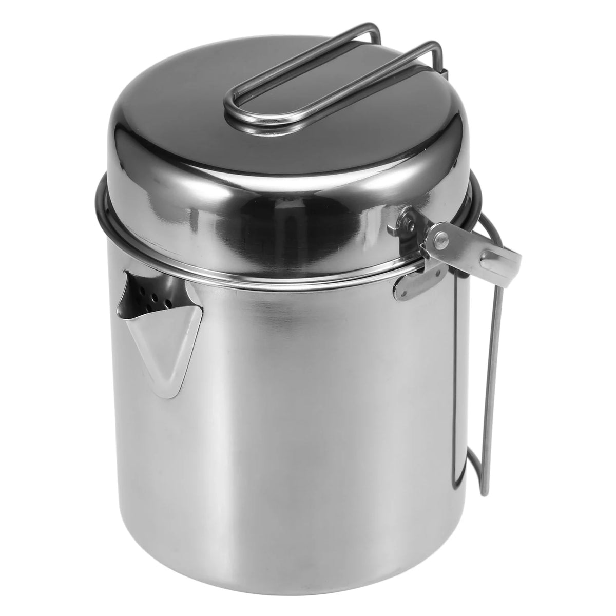 1L Stainless Steel Camping Kettle with Foldable Handle Z343333