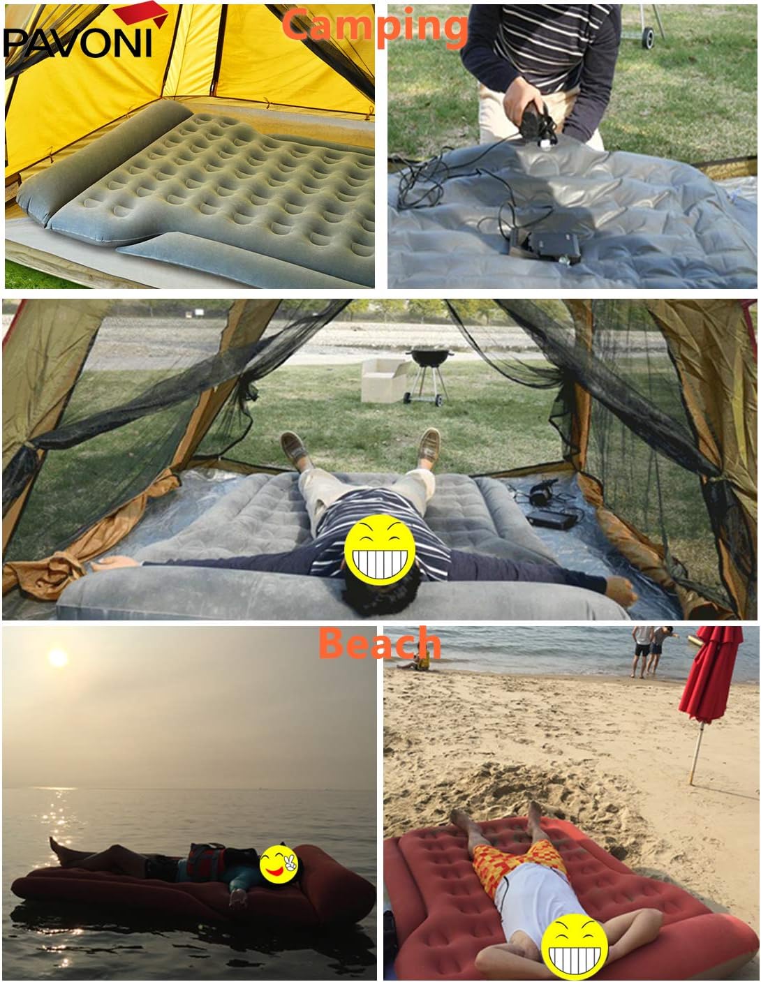 Car Inflatable Air Camping Mattress Pad with Electric Mattress Pump, Towel, Repair Patches & Storage Bag A390760
