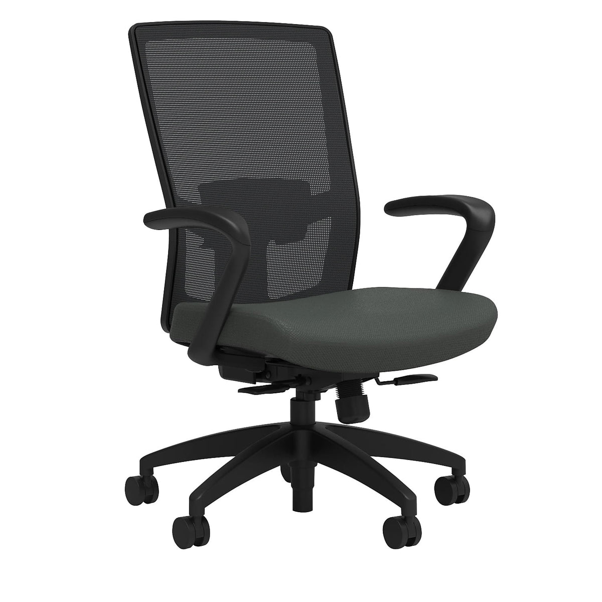 Fabric Task Chair Adjustable Lumbar Fixed Arms P780161