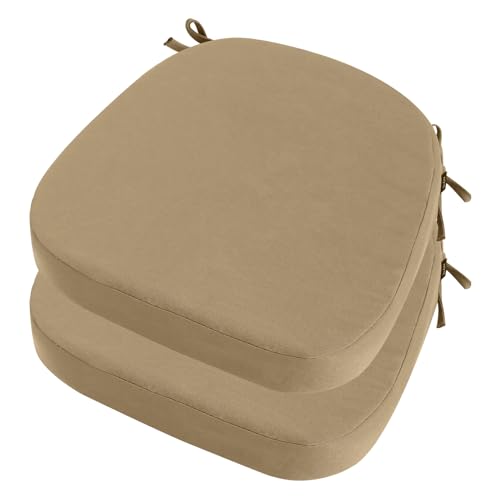 Outdoor Chair Cushions Set of 4, 17" x 17" x 3" Thick D-Shaped Waterproof with Ties N599