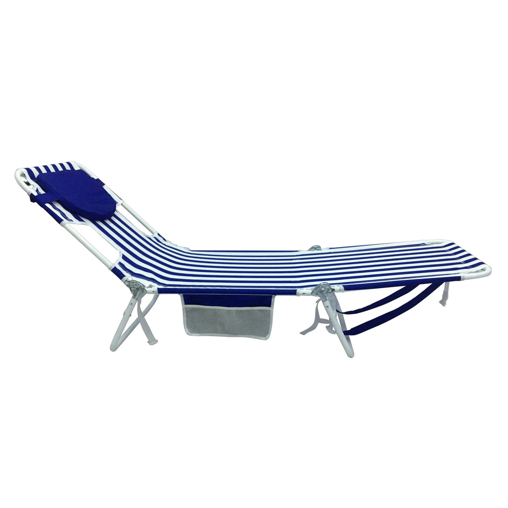 Blue & White Stripe Folding Beach Lounger 2-Pack L666