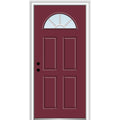 36 in. x 80 in. Right-Hand Inswing 1/4-Lite Clear 4-Panel Painted Steel Prehung Front Door W899480