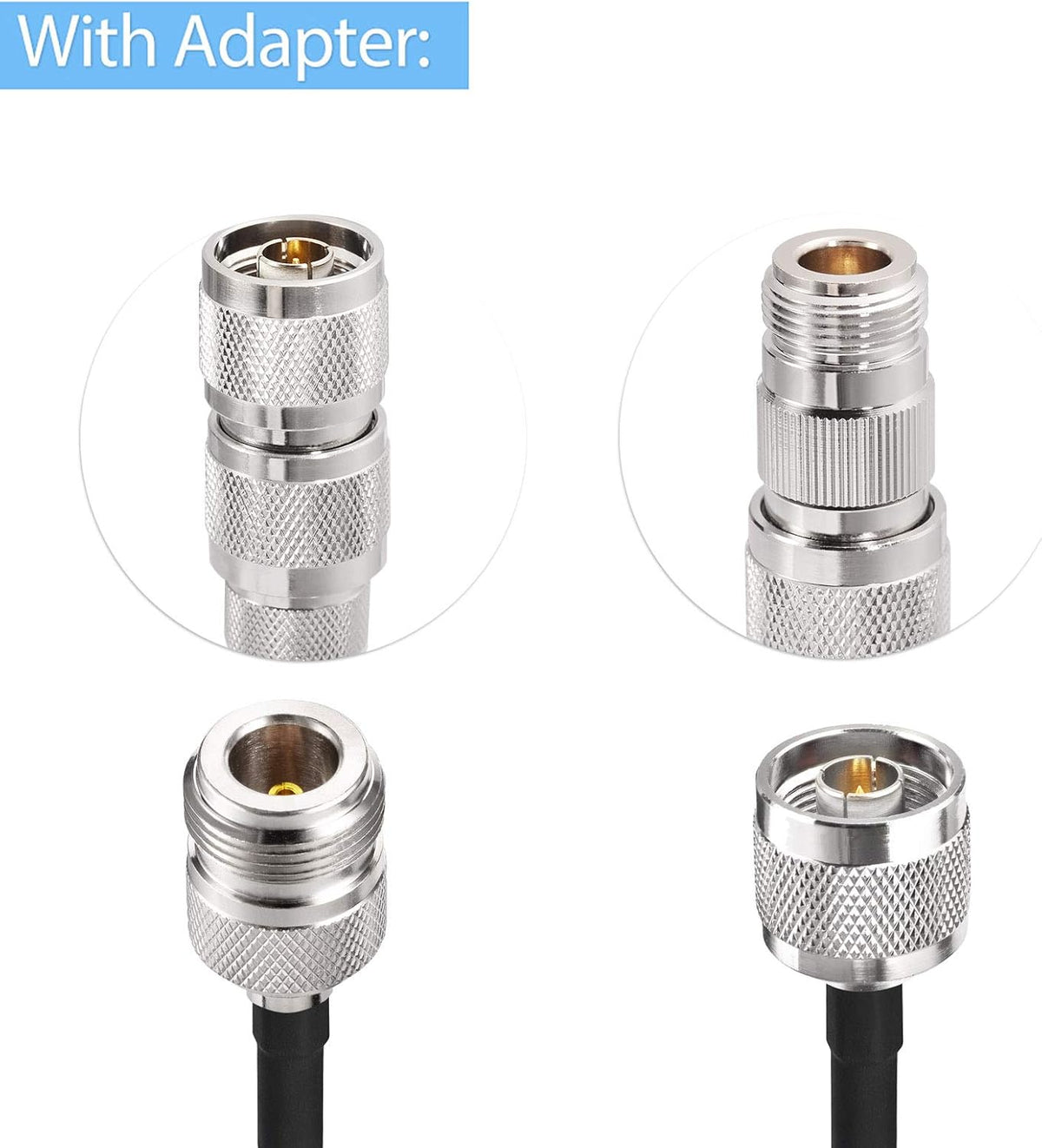 N Male to N Female RF Coaxial Cable 16.4ft with 2pcs Type N Male/Female Adapter Kit V4671