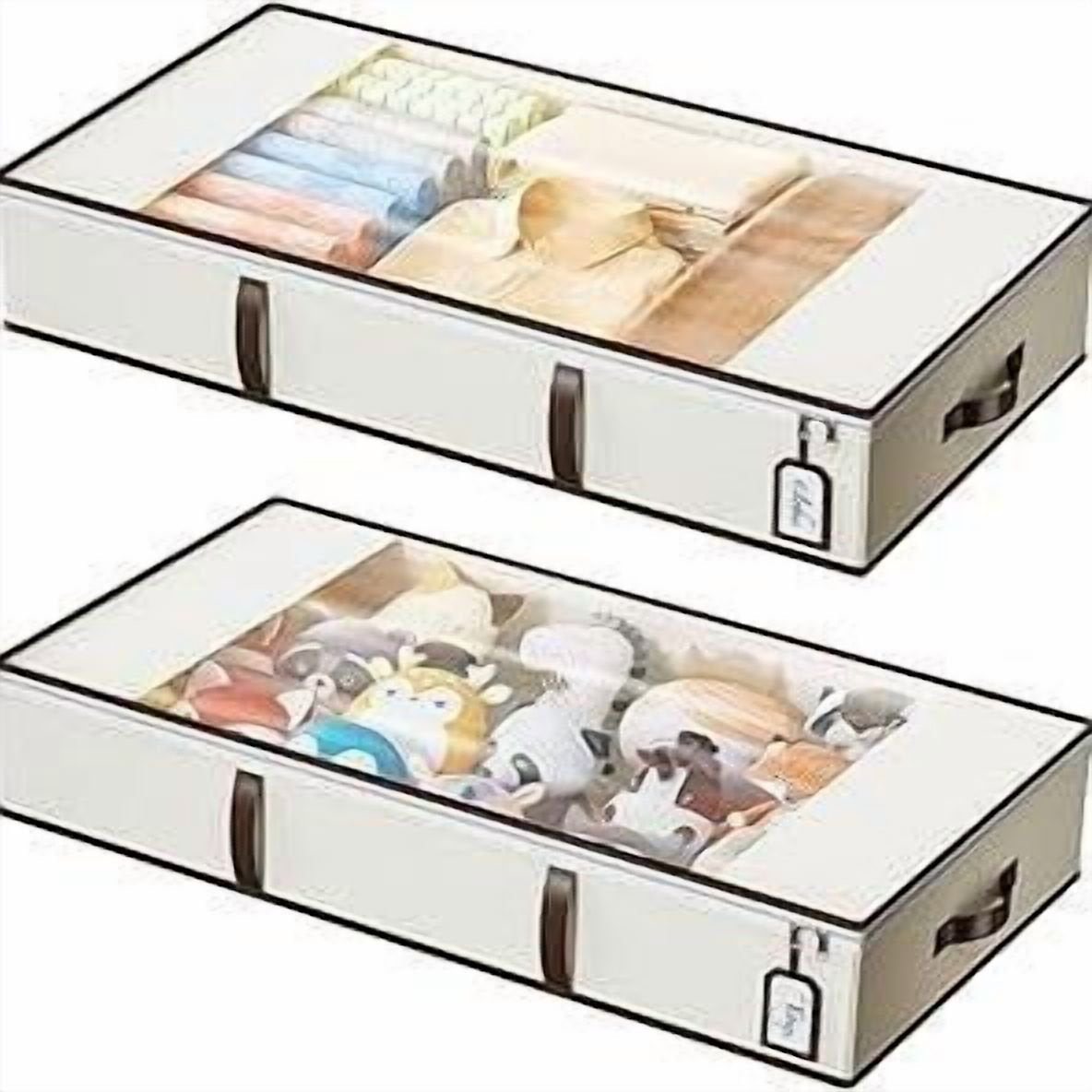 2-Pack Underbed Storage Boxes with Silent Wheels and Clear PVC Window C216373