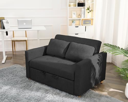Sky Blue Linen Fabric Sleeper Sofa E409