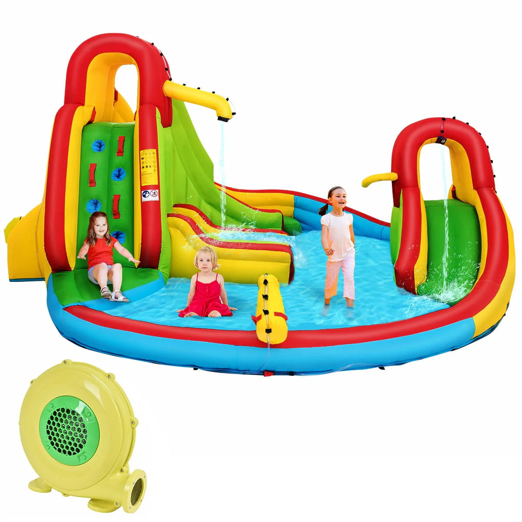 Costway Kids Inflatable Water Slide Bounce Park Splash Pool w/Water Cannon & 480W Blower K4246