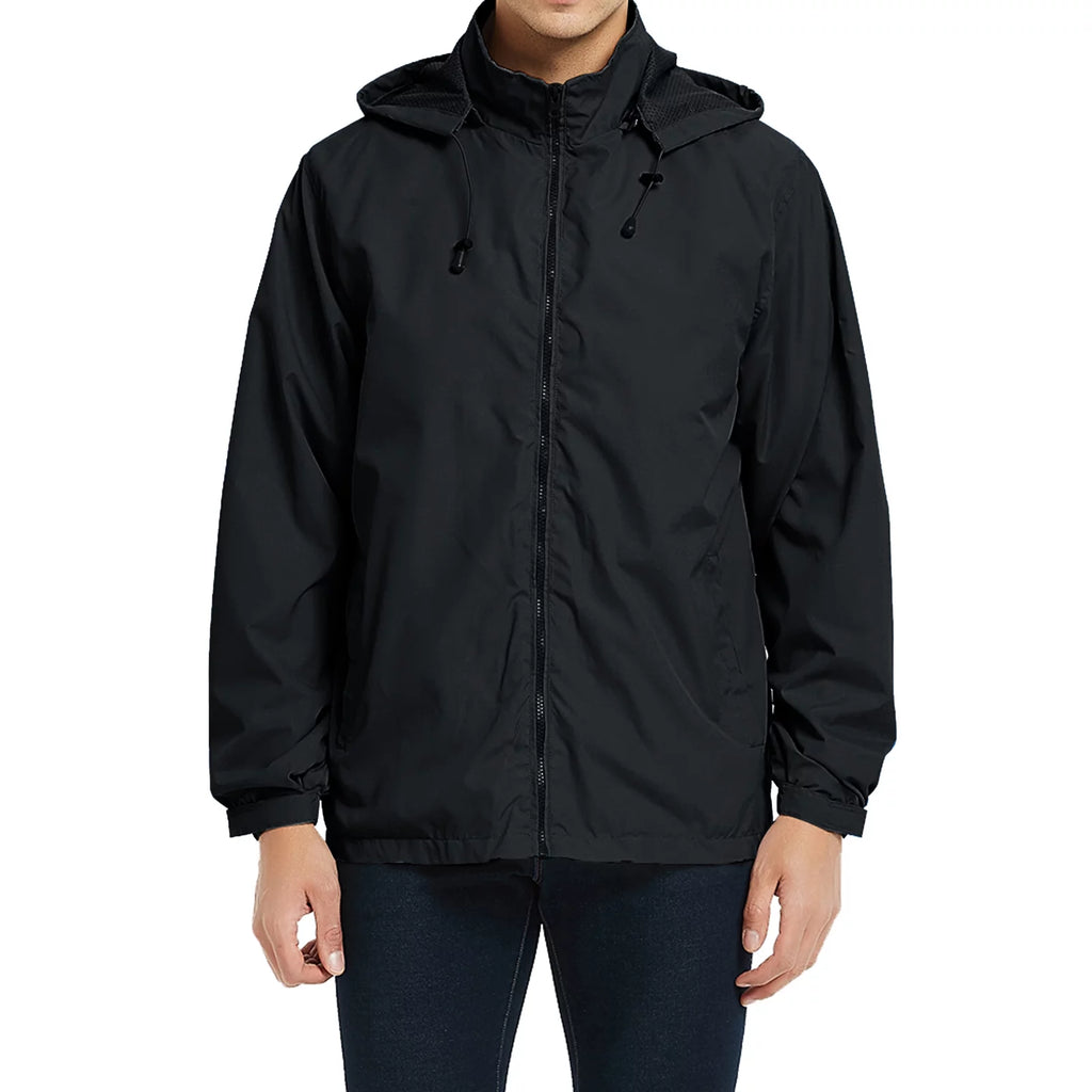 Lightweight Waterproof Hooded Rain Jacket Black XL U860315
