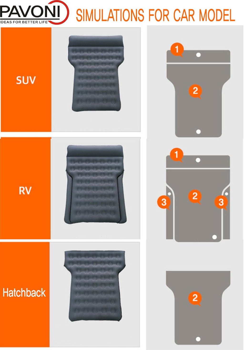 Car Inflatable Air Camping Mattress Pad with Electric Mattress Pump, Towel, Repair Patches & Storage Bag A390760