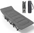 Camping Cot with Cushion and Pillow, Portable Folding Bed with Carry Bag (Grey) W984