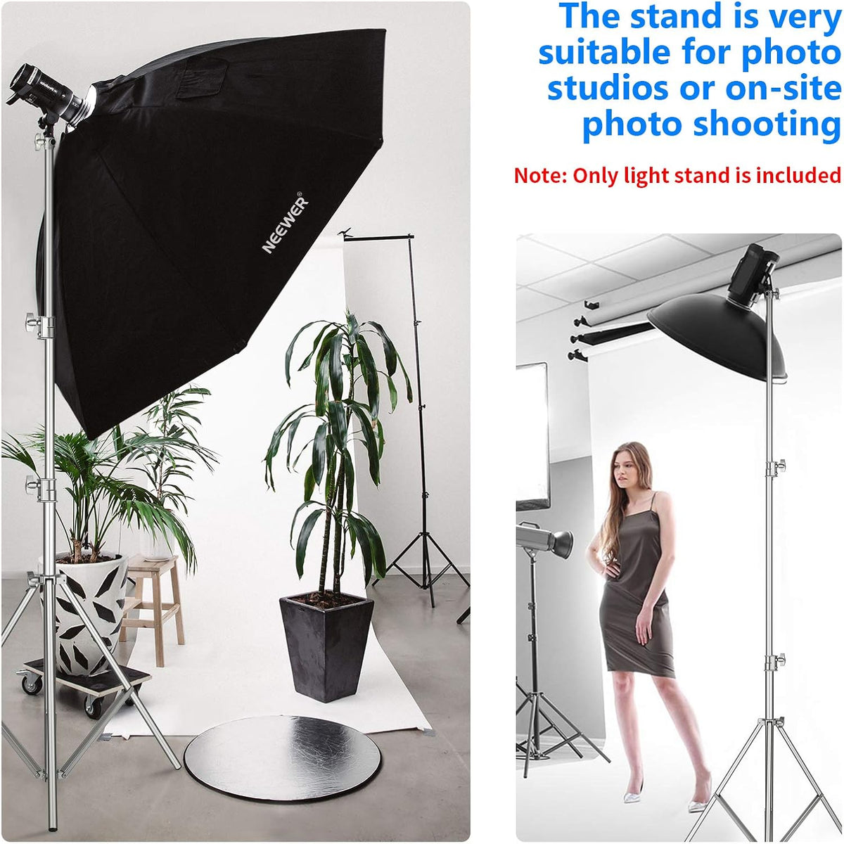 Stainless Steel Heavy Duty Light Stand 118"/300CM with Universal Adapter K725