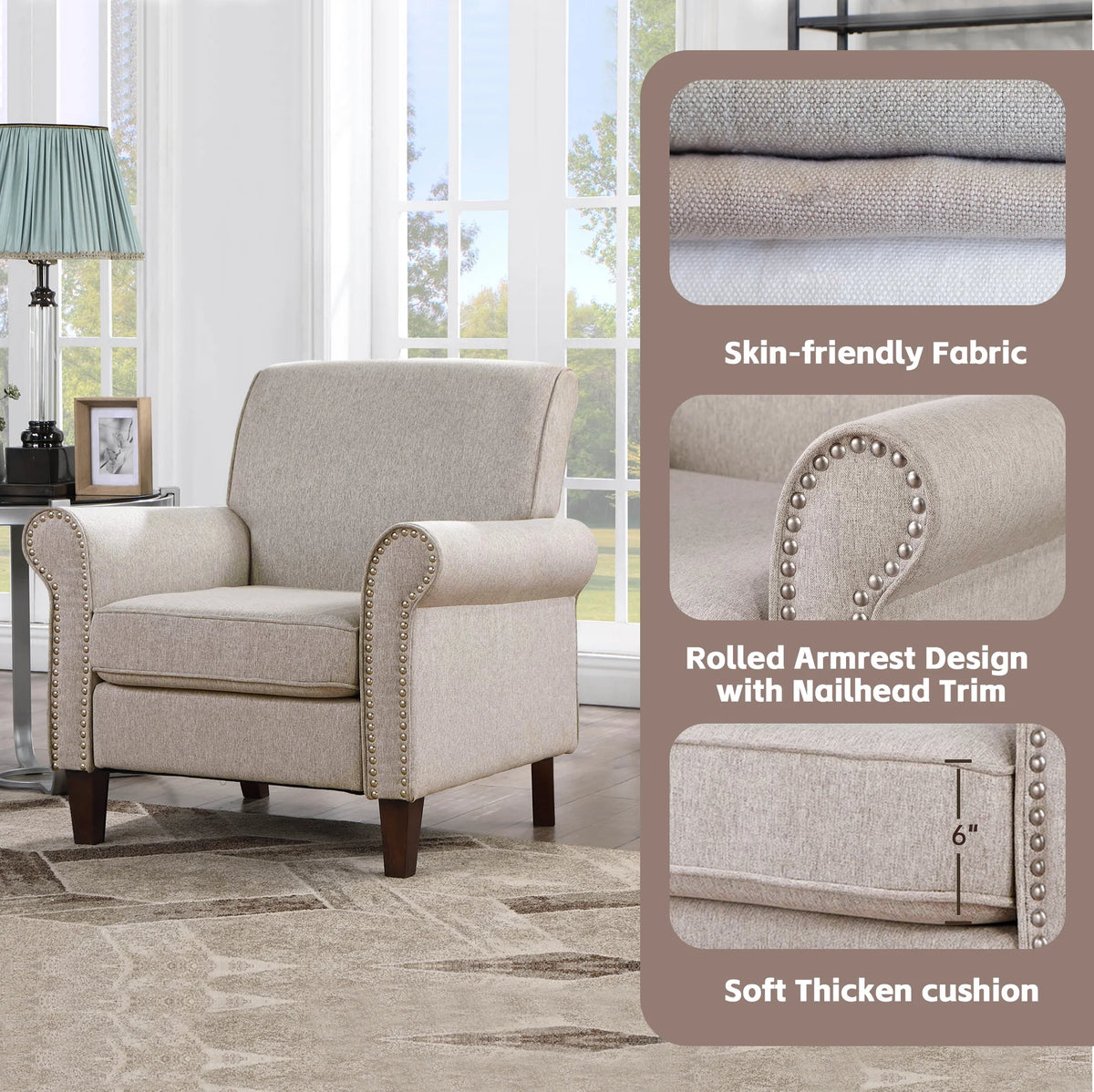 Beige Fabric Accent Chair Z122