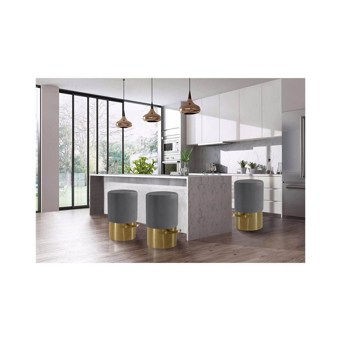 Grey Velvet Stool R77815