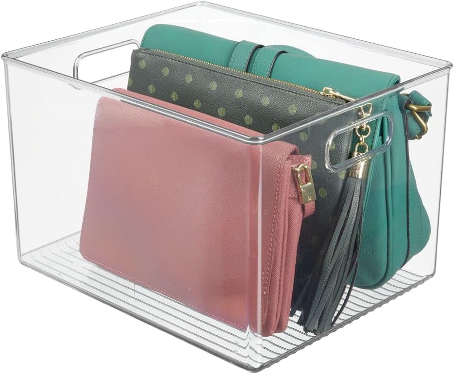 Clear Plastic Storage Basket Bin with Handles H3390