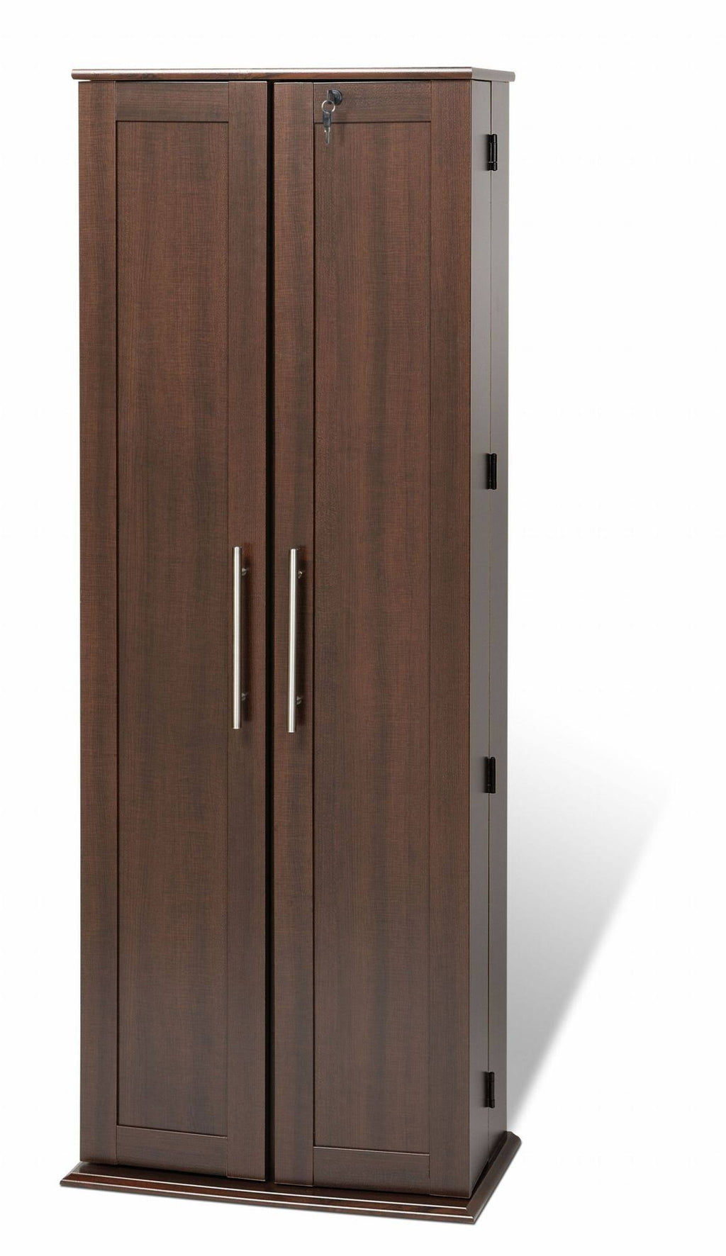 Espresso Locking Media Storage Cabinet with Shaker Doors A3383