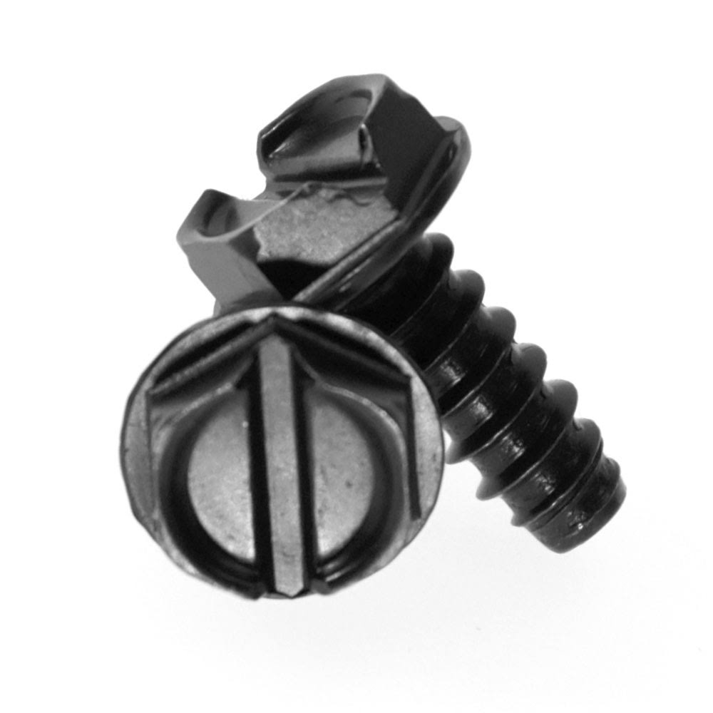 #8-18 x 3/8 Sheet Metal Screw Slotted Hex Washer Head Black Oxide D907