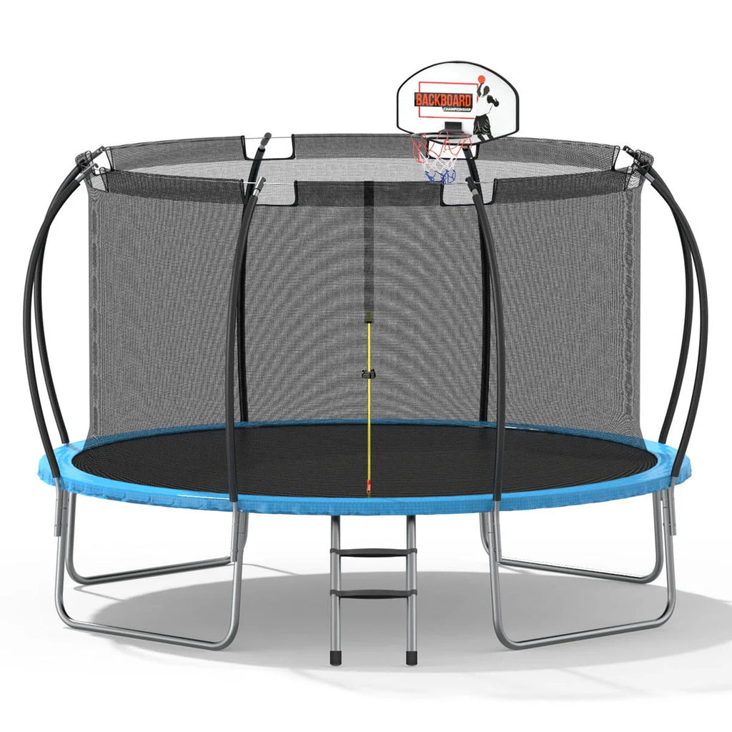 12 ft Trampoline with Enclosure and Basketball Hoop B64156