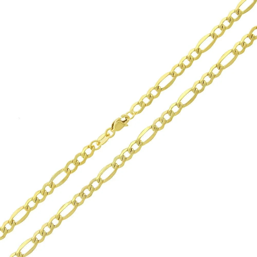 14K Yellow Gold 3mm Hollow Figaro Chain Necklace C9153