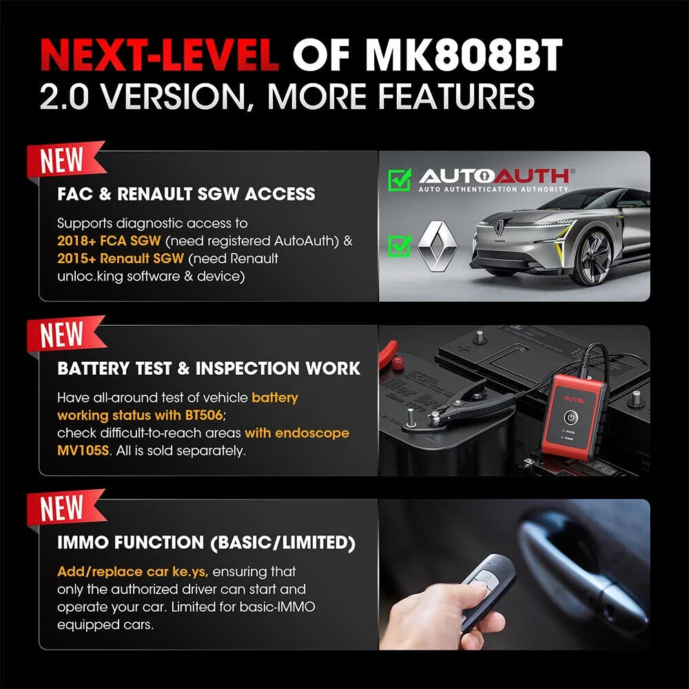 Autel Scanner MaxiCOM MK808K-BT Automotive Diagnostic Scan Tool K396
