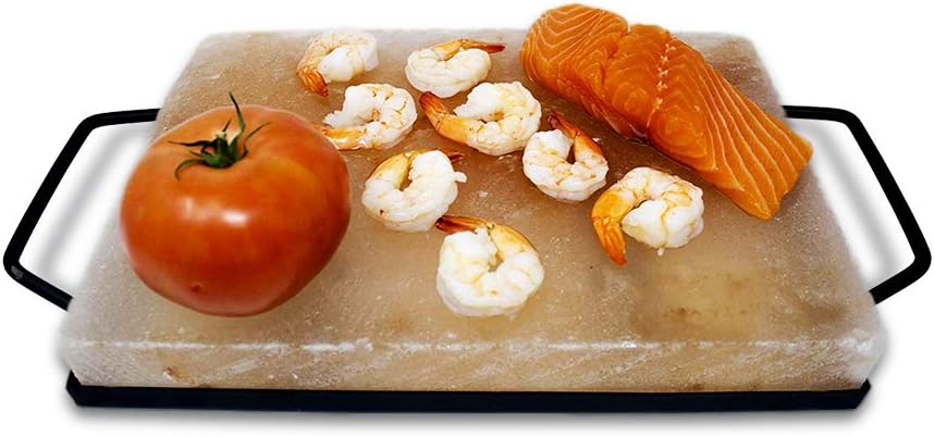 Himalayan Pink Salt Block & Metal Tray Set 12” x 8” x 1.5” Pack of 2 L332873