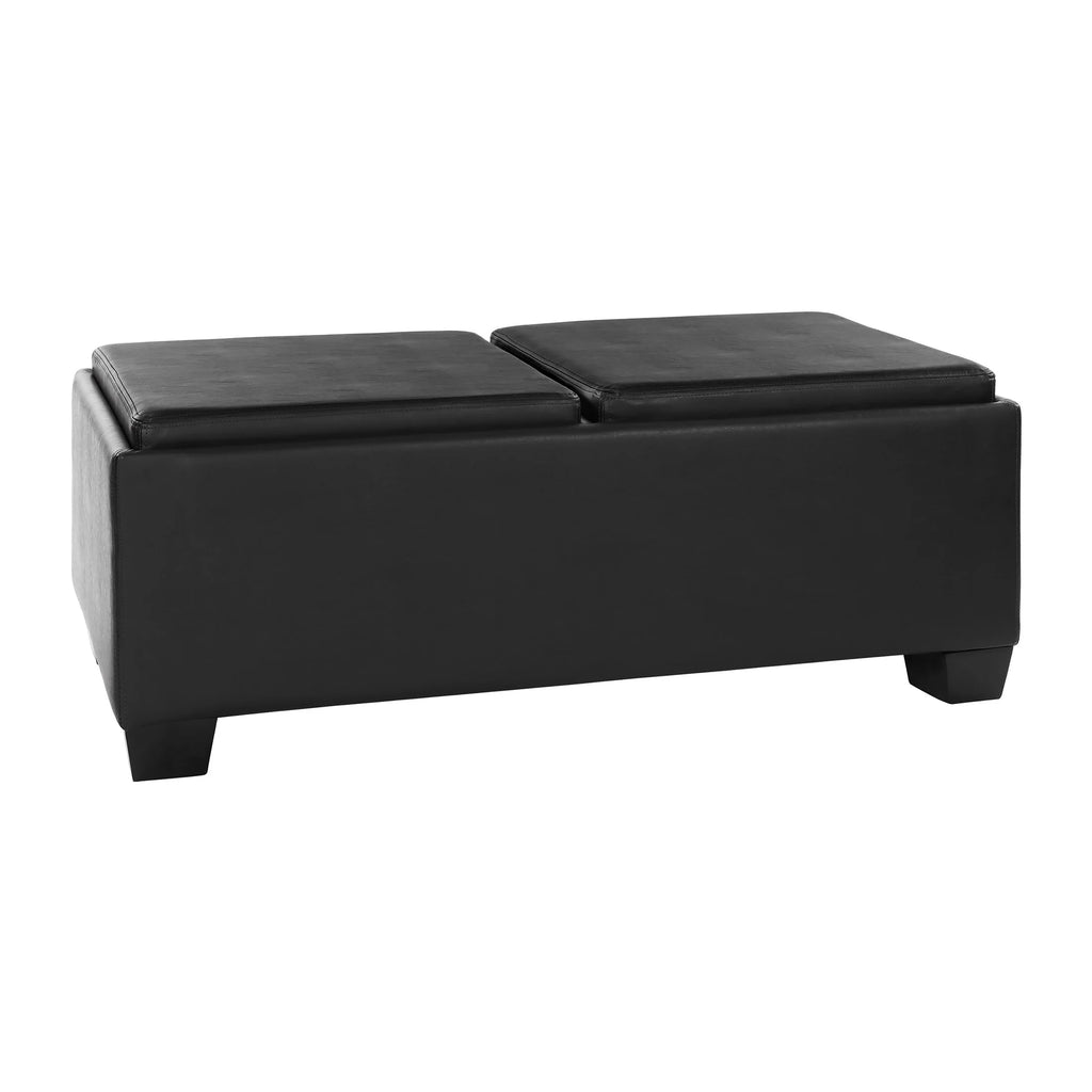 Espresso Faux Leather Upholstered Storage Cocktail Ottoman C6350