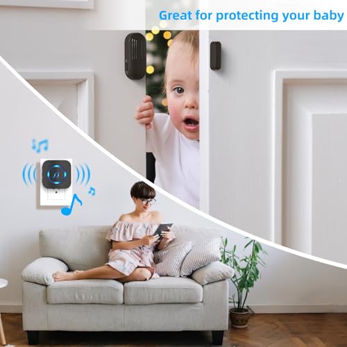 Wireless Door Sensor Chime 500 FT Range 26 Chimes 2 Sensors 1 Receiver B57251