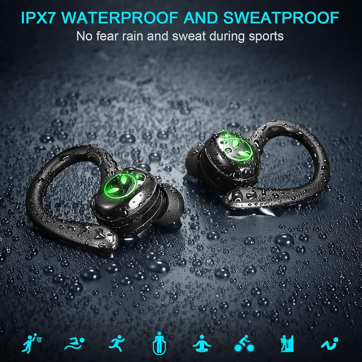 Wireless Earbuds with Earhooks, IP7 Waterproof, 40H Playtime, Pack of 2 K73416