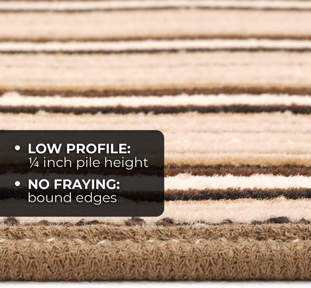Skid-Resistant Carpet Runner Mocha Brown Stripe 18 Feet X 36 Inches U680