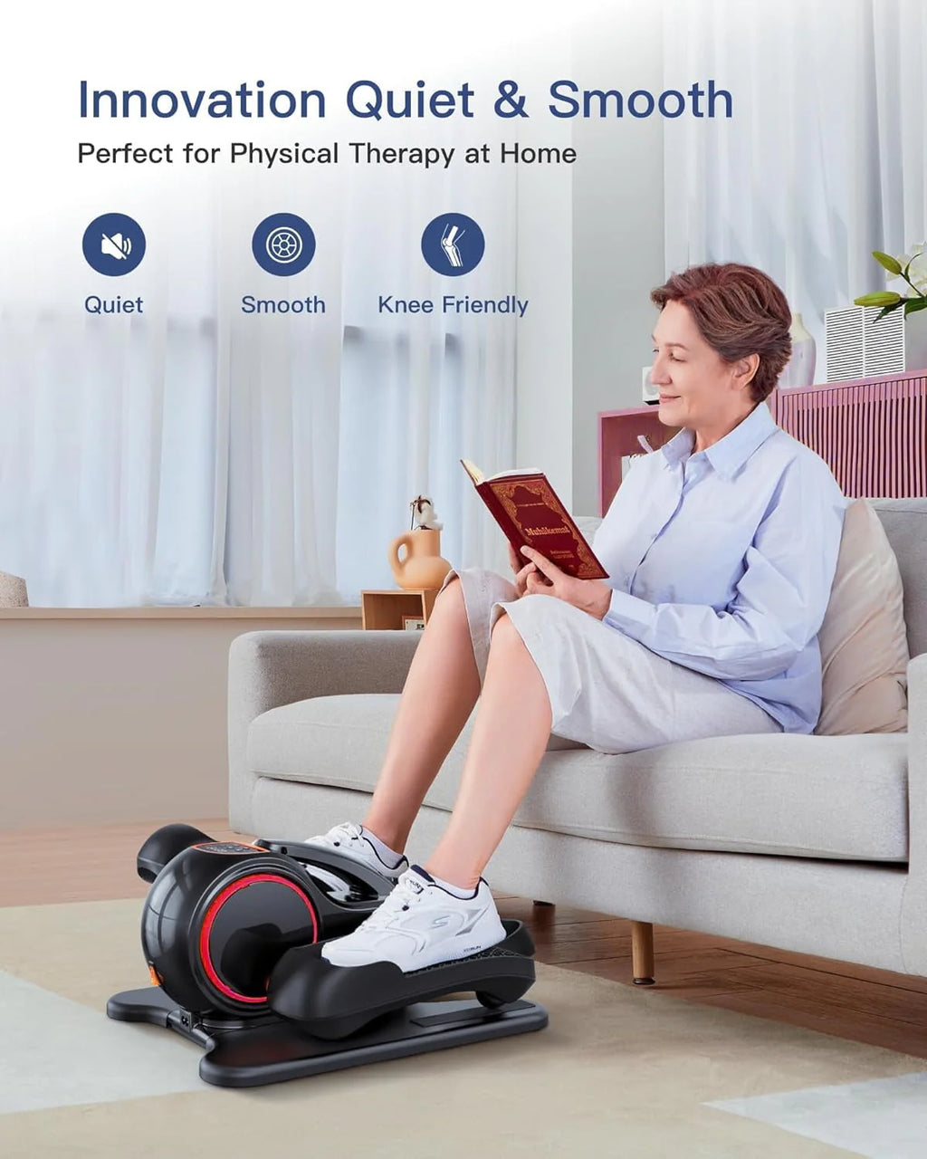 Under Desk Ellipticals Electric with Remote Control & Non-Slip Pedals H1912