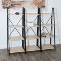 4-Tier Oak Ladder Bookshelf Metal Frame Brown M7691