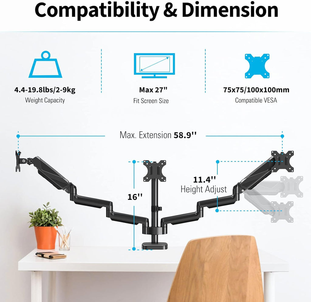 Triple Monitor Desk Mount for 3 Screens Up to 27 inch I17582