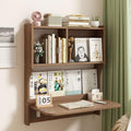 Brown Wall Mounted Drop-Leaf Table with Storage Shelves M16167