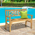 Foldable Patio Bench with Backrest and Armrest A1361