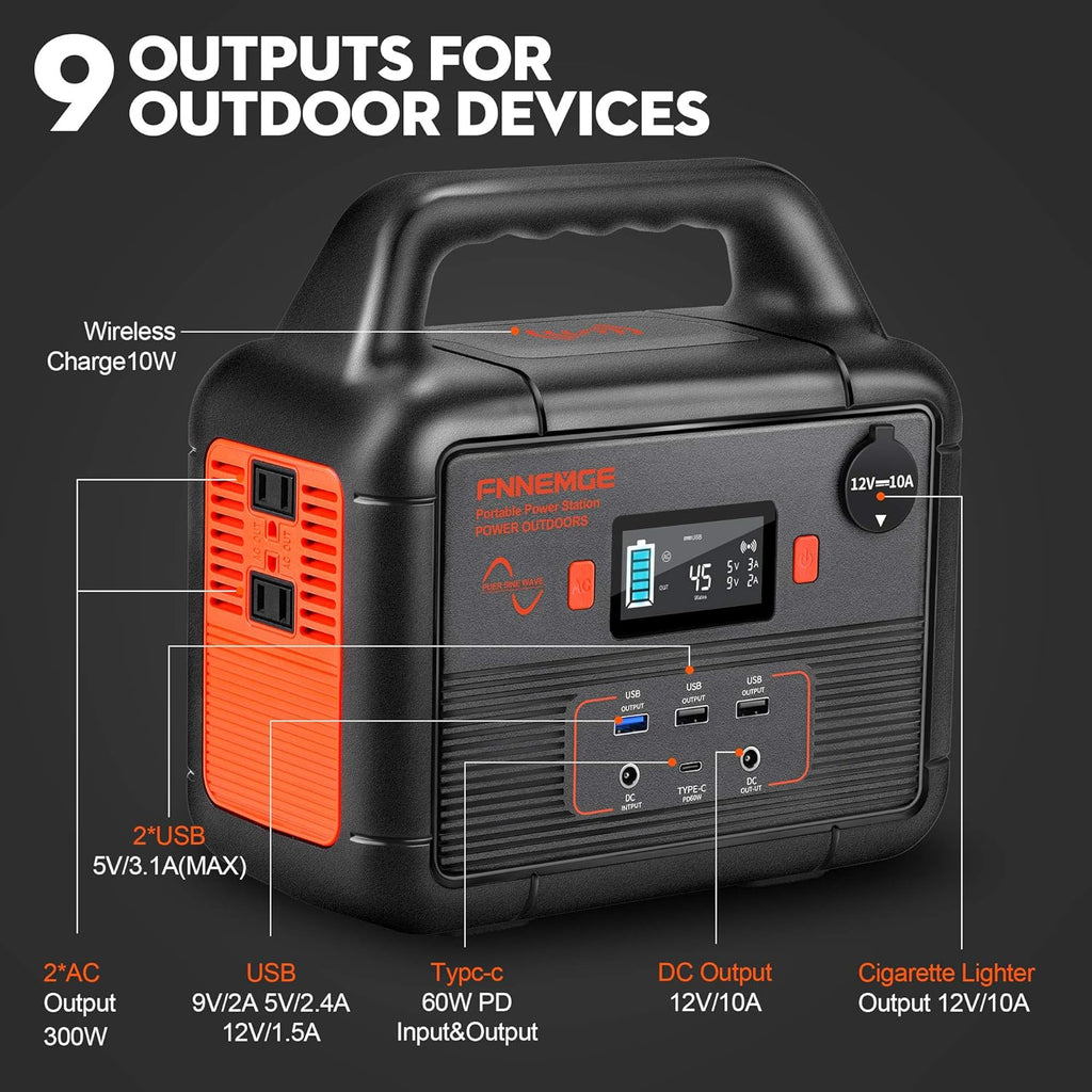 300W Portable Power Station, 266Wh Solar Generator, 72000mAh 60W PD Power Bank with Dual 110V AC Outlets C669