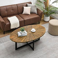 Round Solid Wood Coffee Table with Metal Legs T384