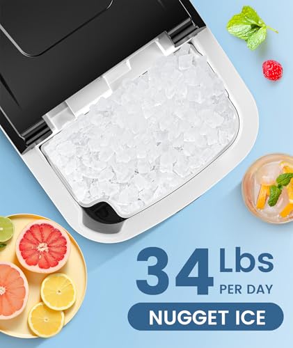 Countertop Nugget Ice Maker with Soft Chewable Ice, 34Lbs/24H, Self-Cleaning Y4183