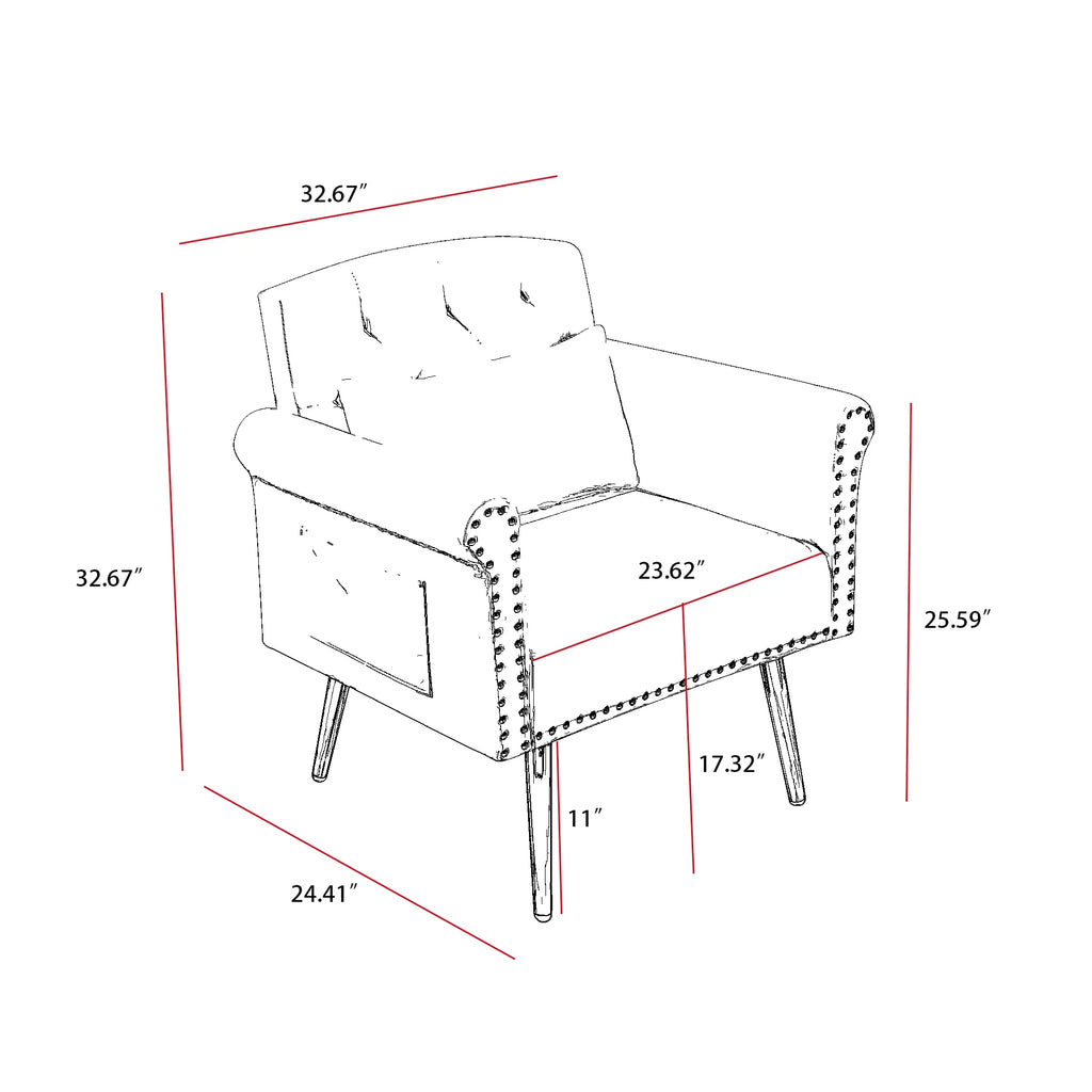 Velvet Armchair with Metal Legs D4984