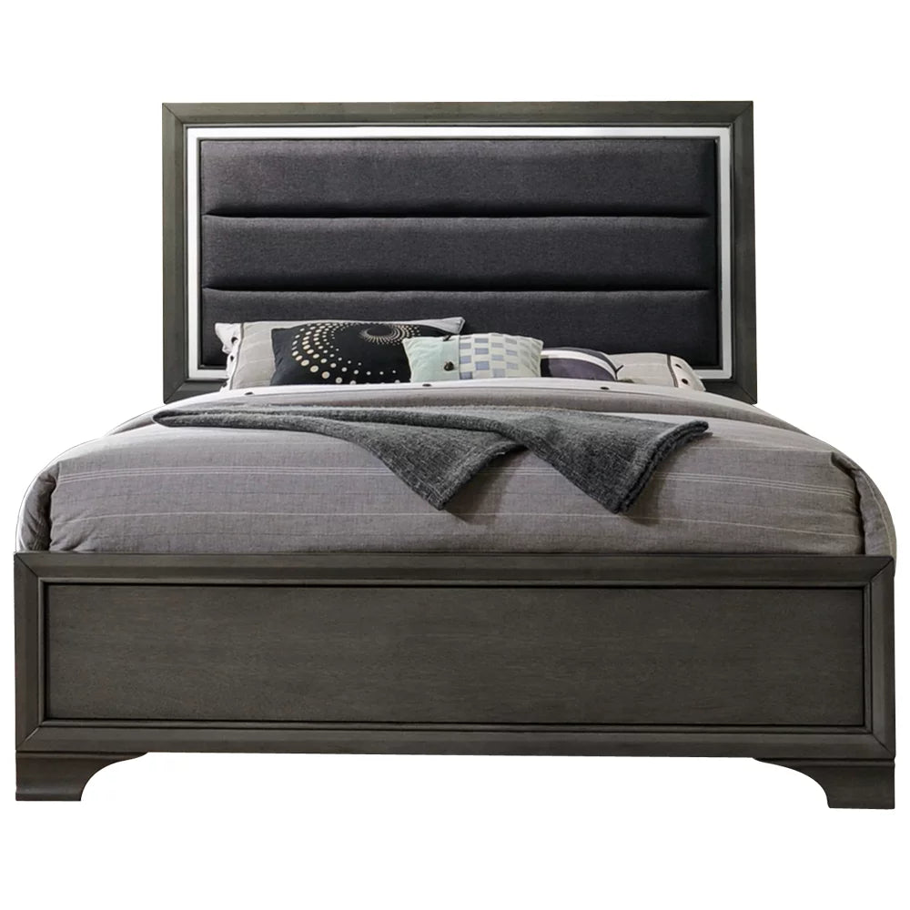 5 Piece Queen Size Gray Wood Bedroom Set X968