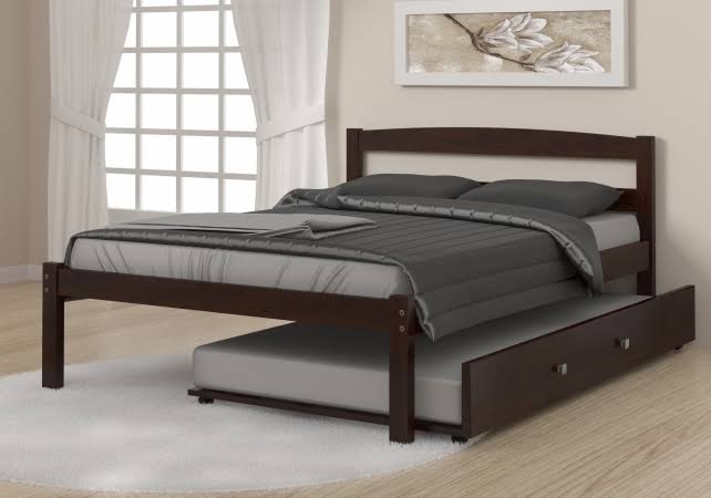 Full Size Econo Bed with Twin Size Trundle Bed in Dark Cappuccino Q225