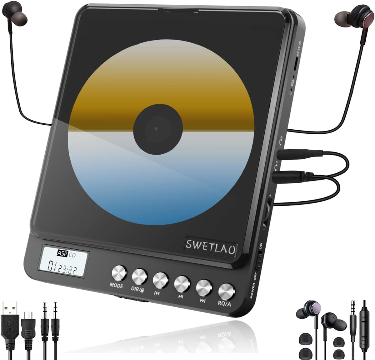 Pack of 2 Portable CD Player with Double Headphone Jack L1041