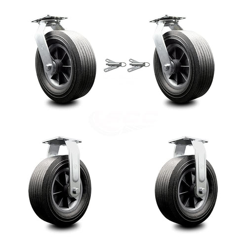 10 Inch Swivel Caster with Brake Semi-Pneumatic Wheel Pack of 2 E785955
