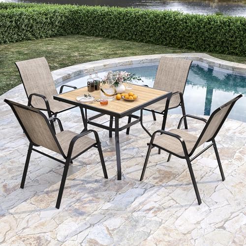 Outdoor Patio Stackable Dining Chairs Set of 4 All-Weather Textilene Y9093
