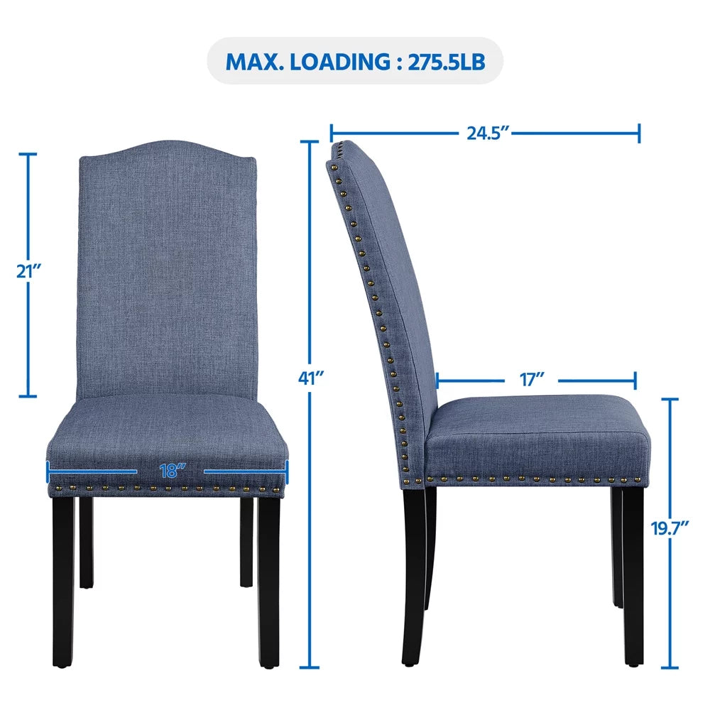 Fabric Upholstered Dining Chair Set of 2 Blue H860047